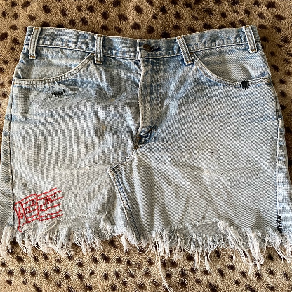 Distressed Denim skirt
